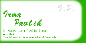 irma pavlik business card